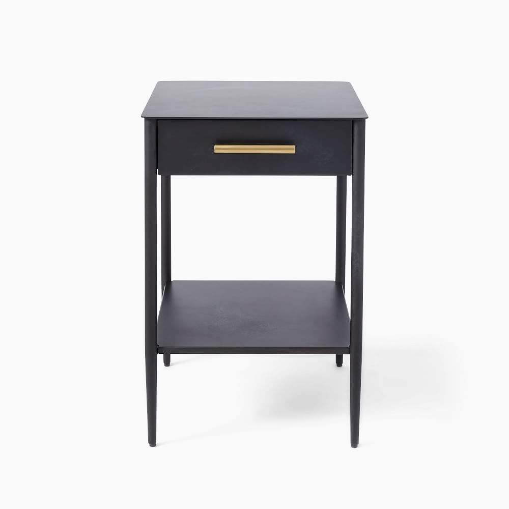 Metal bedside table with drawer deals